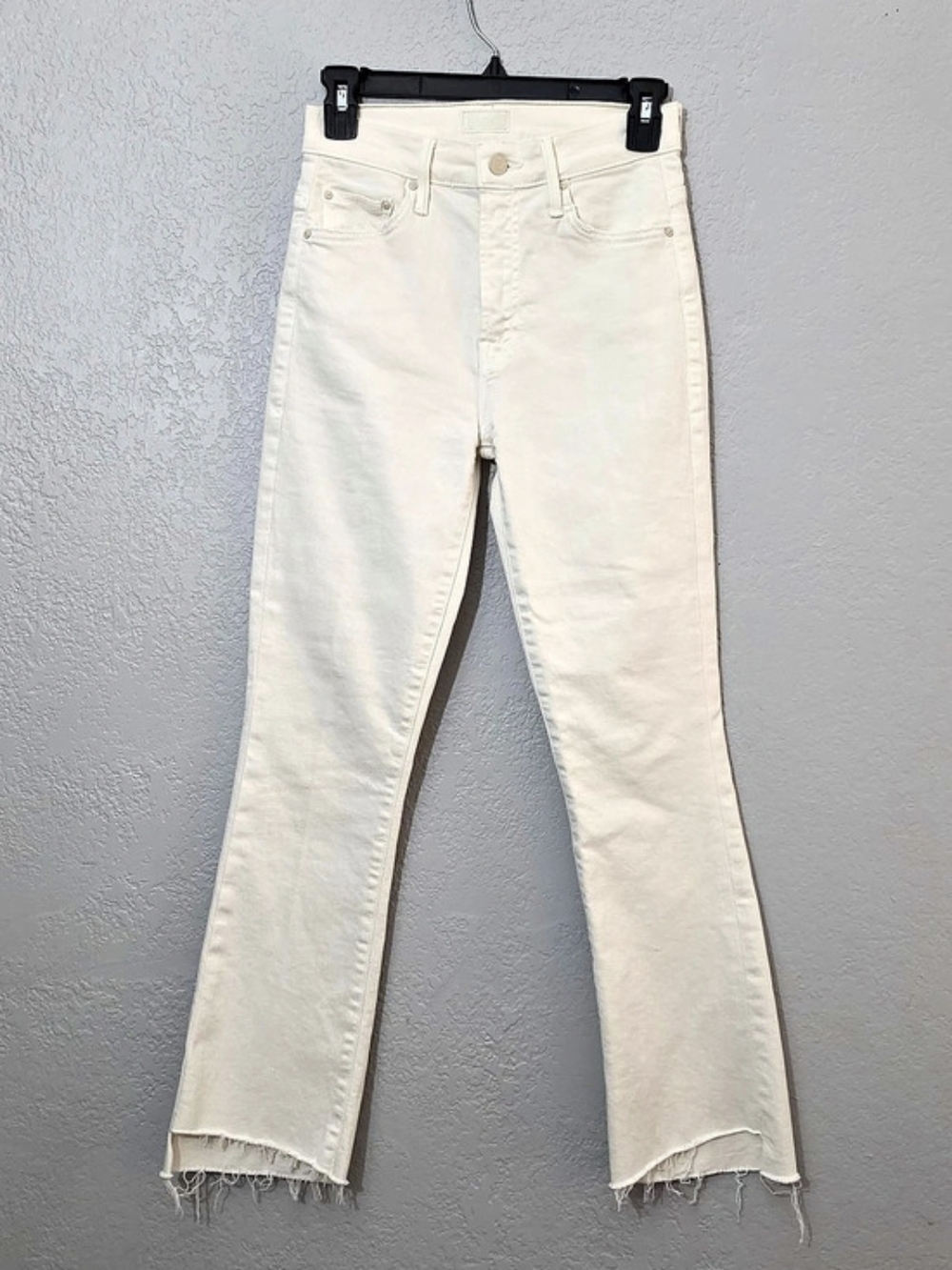 MOTHER The Insider Crop Step Fray Jeans Cream Puff High Rise Size 24